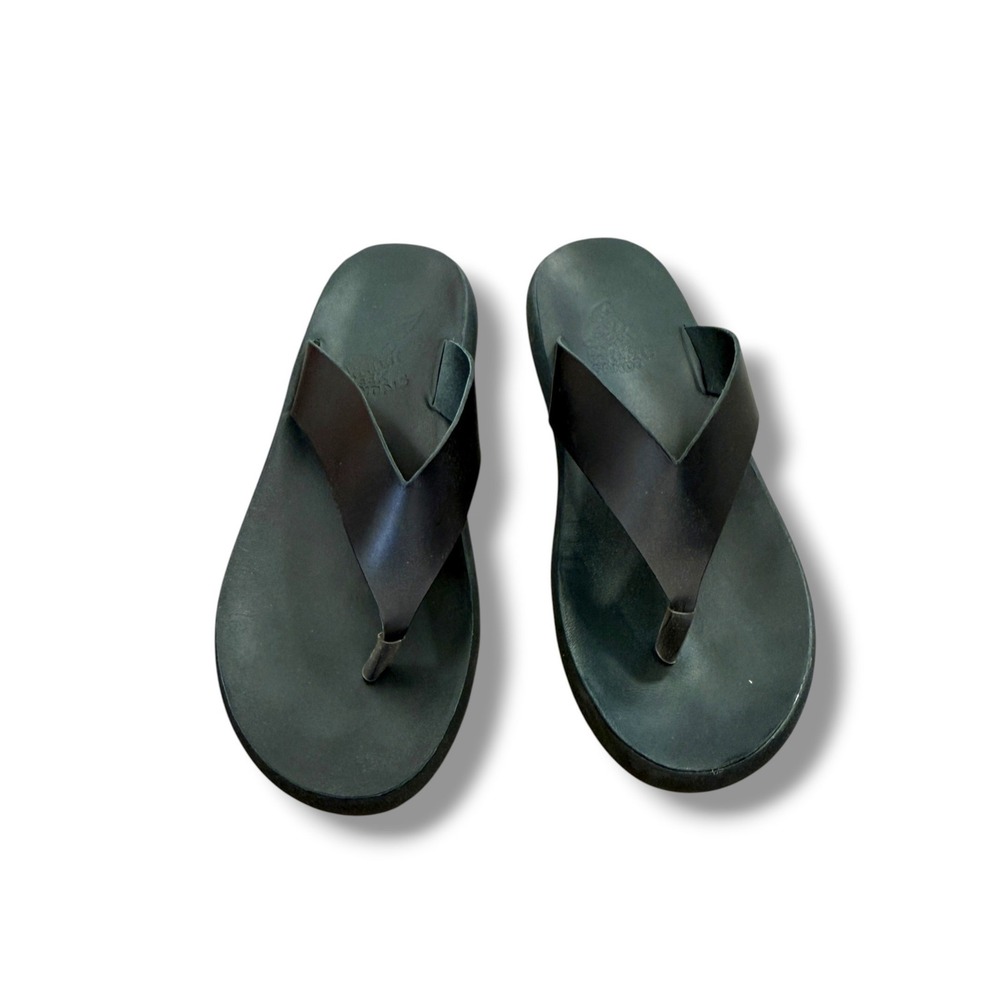 Ancient Greek Sandals Charys Comfort Womens EU 39 Black Leather Platform Thong